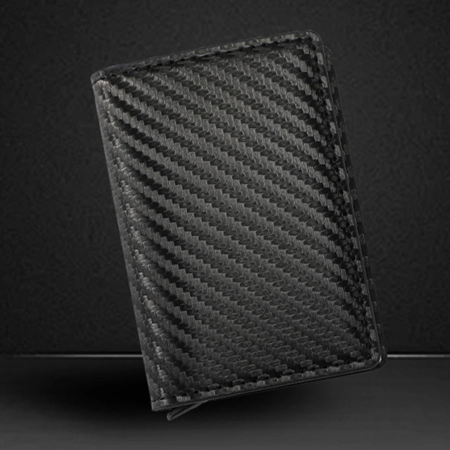 Carbon Fiber Credit Card Holder Wallet Men Rfid Smart Meral Thin Slim Pop Up Minimalist Wallet Small Black Purse Metal Wallet