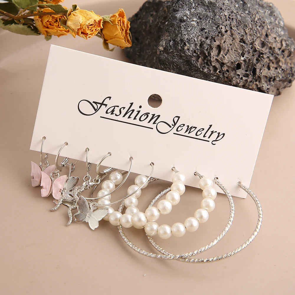 Elegant Silver Round Pearl Hoop Earrings For Women - Smarsty