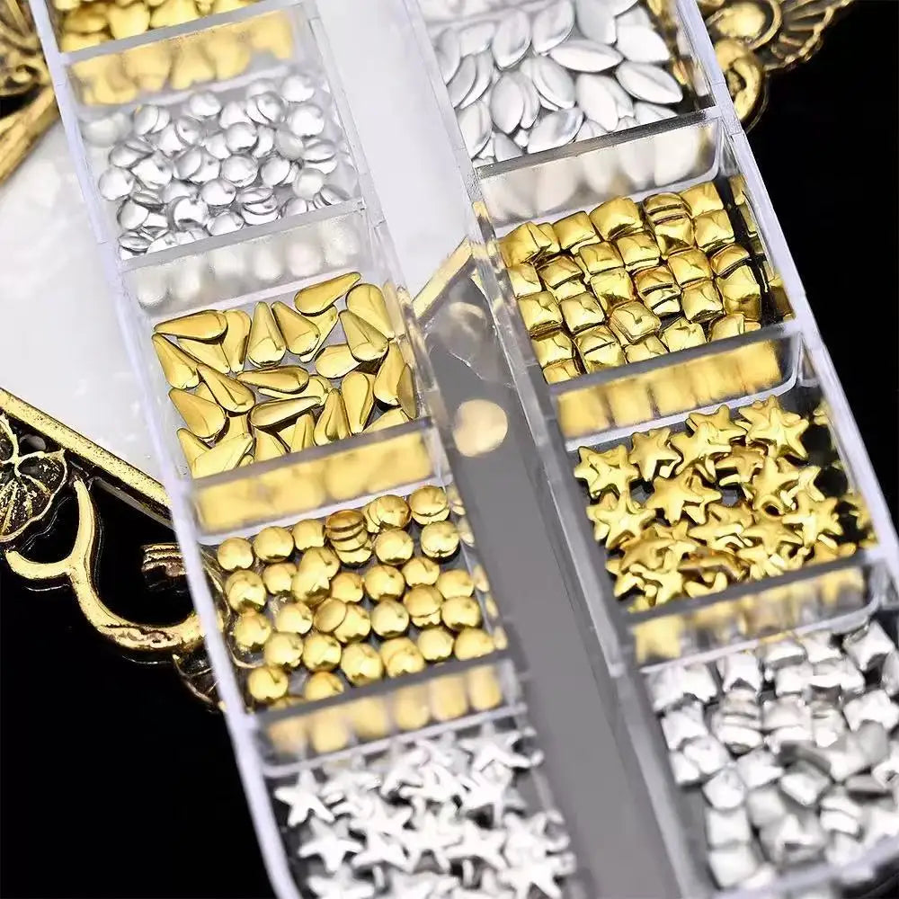 12 Grids Ocean Gold Nail Art Charms for Stunning Manicures - Smarsty