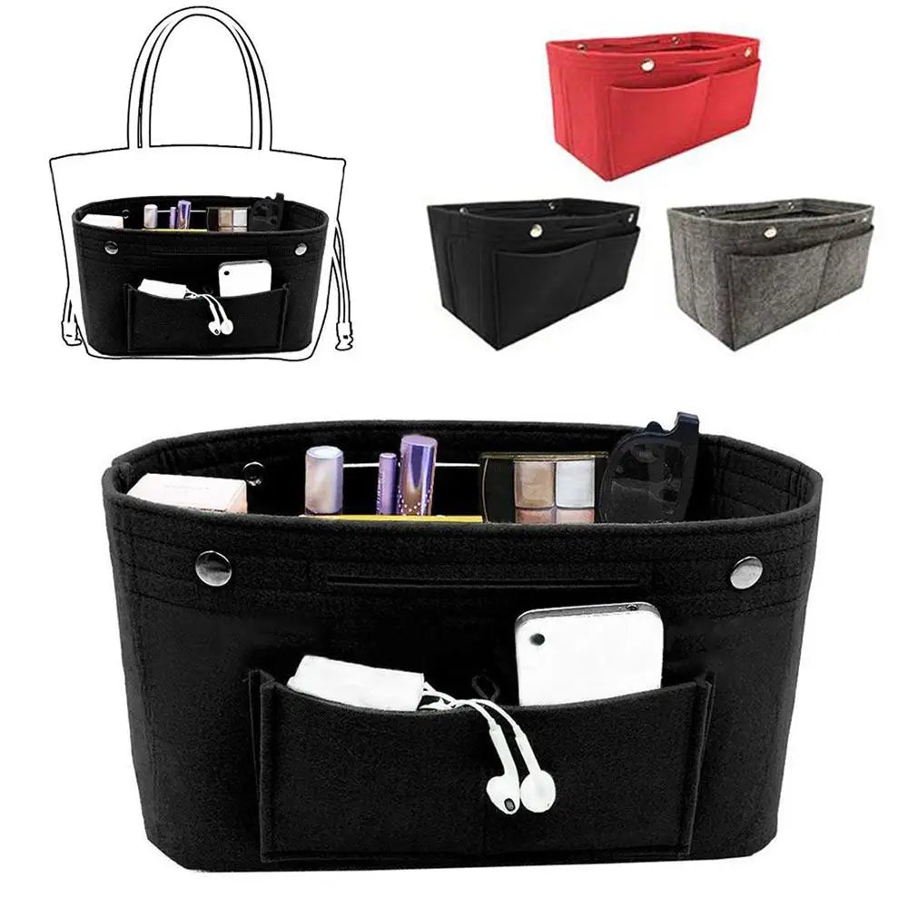 Women's Organizer Handbag Felt Travel Bag Insert Liner Purse Organiser Pouch