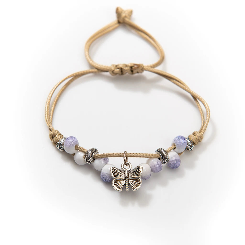 Handmade Vintage Ceramic Butterfly Adjustable Bracelet - Smarsty
