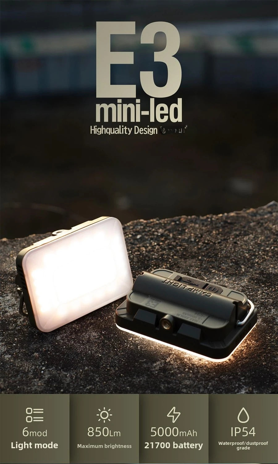 5000Mah LED Camping Tent Light Rechargeable Outdoor Emergency Lighting Waterproof Portable Hanging Night Lamps Camping Lighting by Smarsty