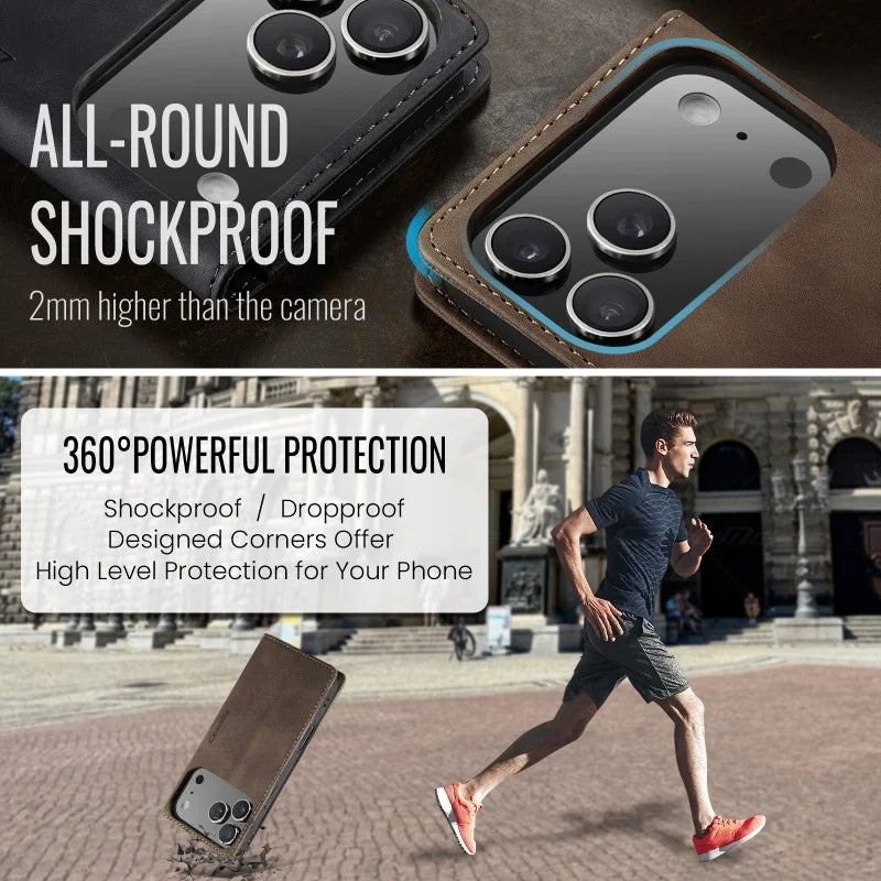 iPhone 11 12 13 Mini Xs 8 Plus SE2020 Retro PU Leather Magnetic Book Phone Wallet Flip Case by Smarsty