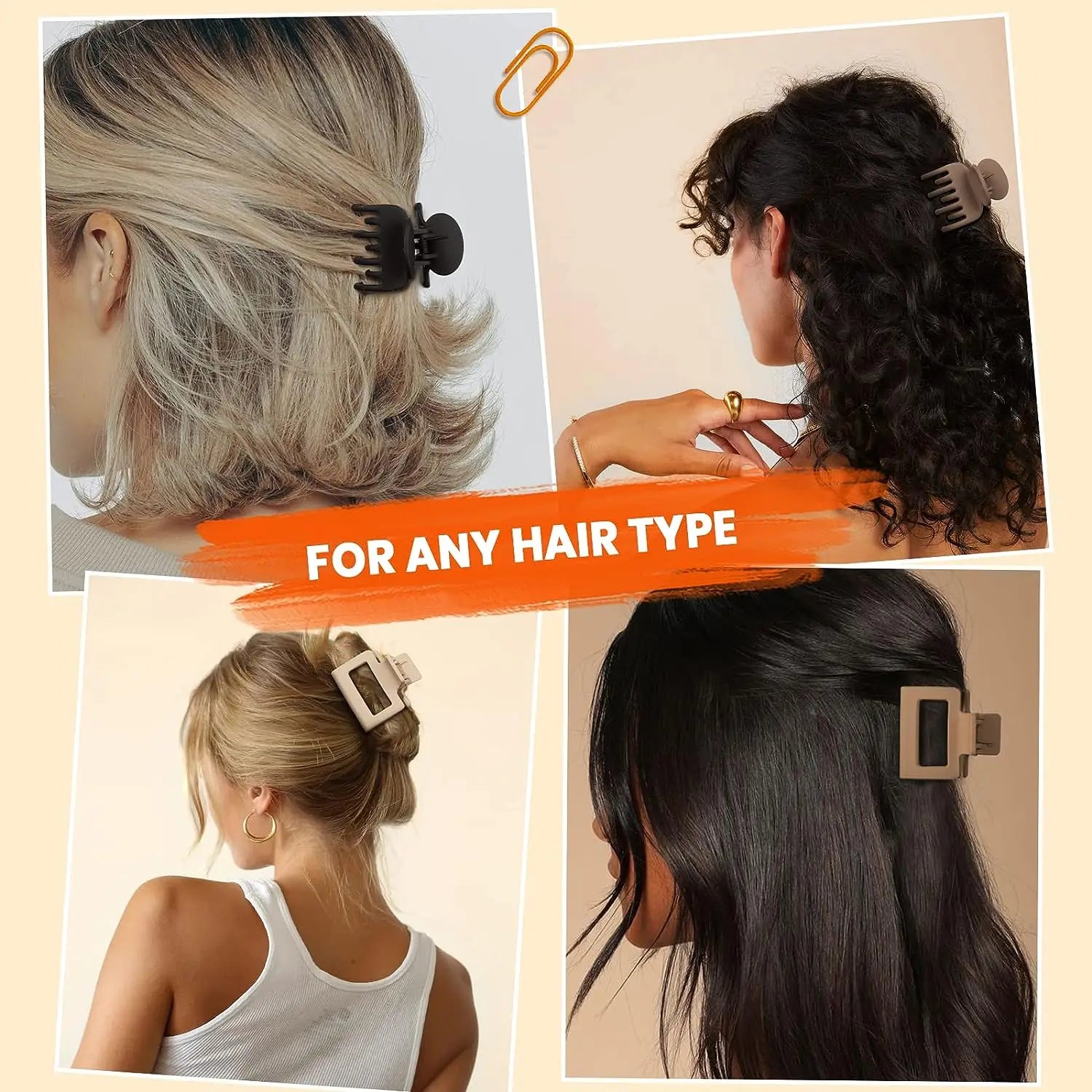 8Pc Matte Claw Hair Clips Strong Grip For Thin Hair - Smarsty