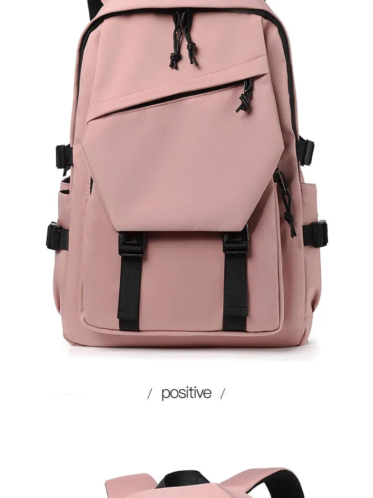 One 15 Inch Polyester Waterproof Solid Color Simple Men's Backpack Fashion Couple Student Computer Backpack