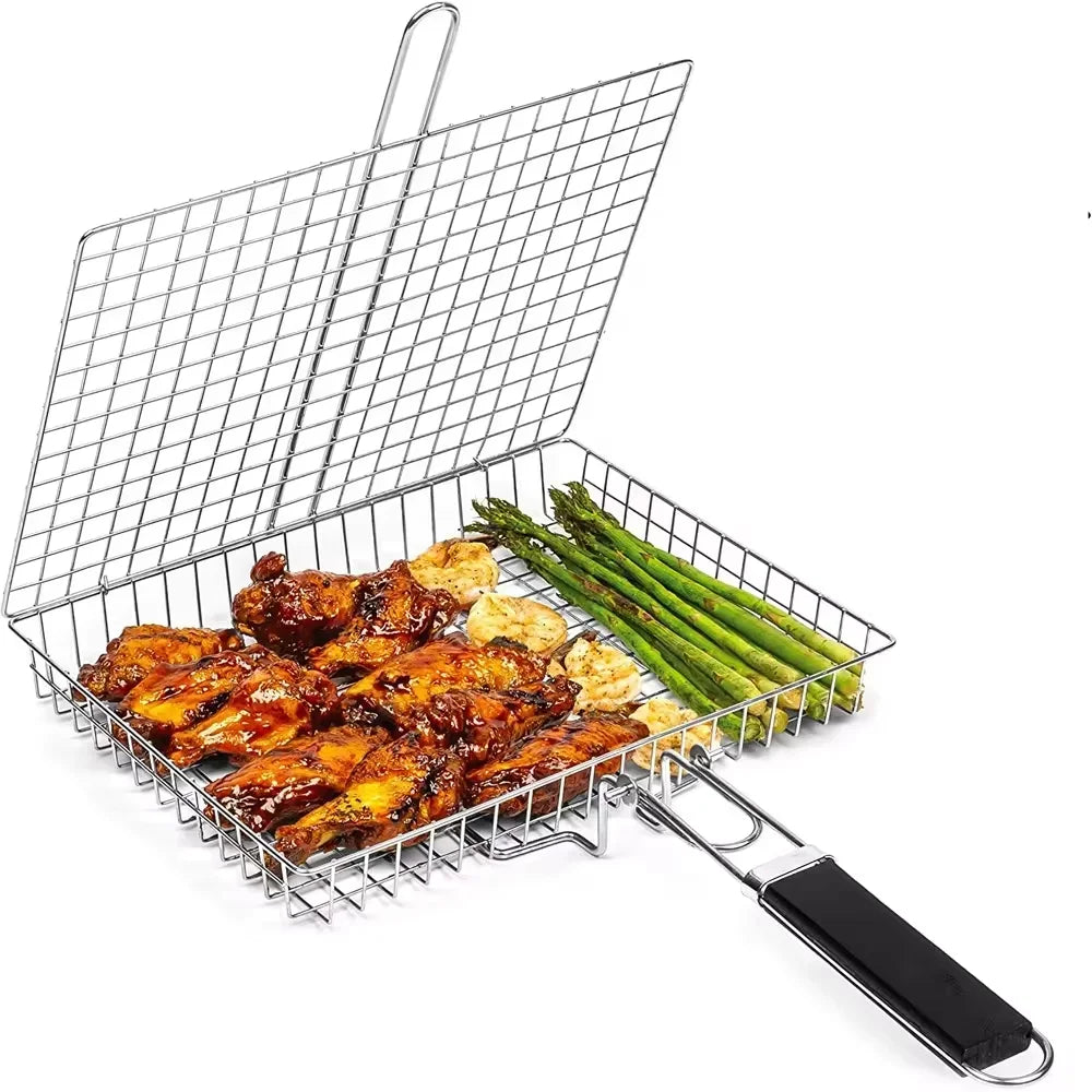 Large Stainless Steel Grill Basket for Easy BBQ Cooking - Smarsty