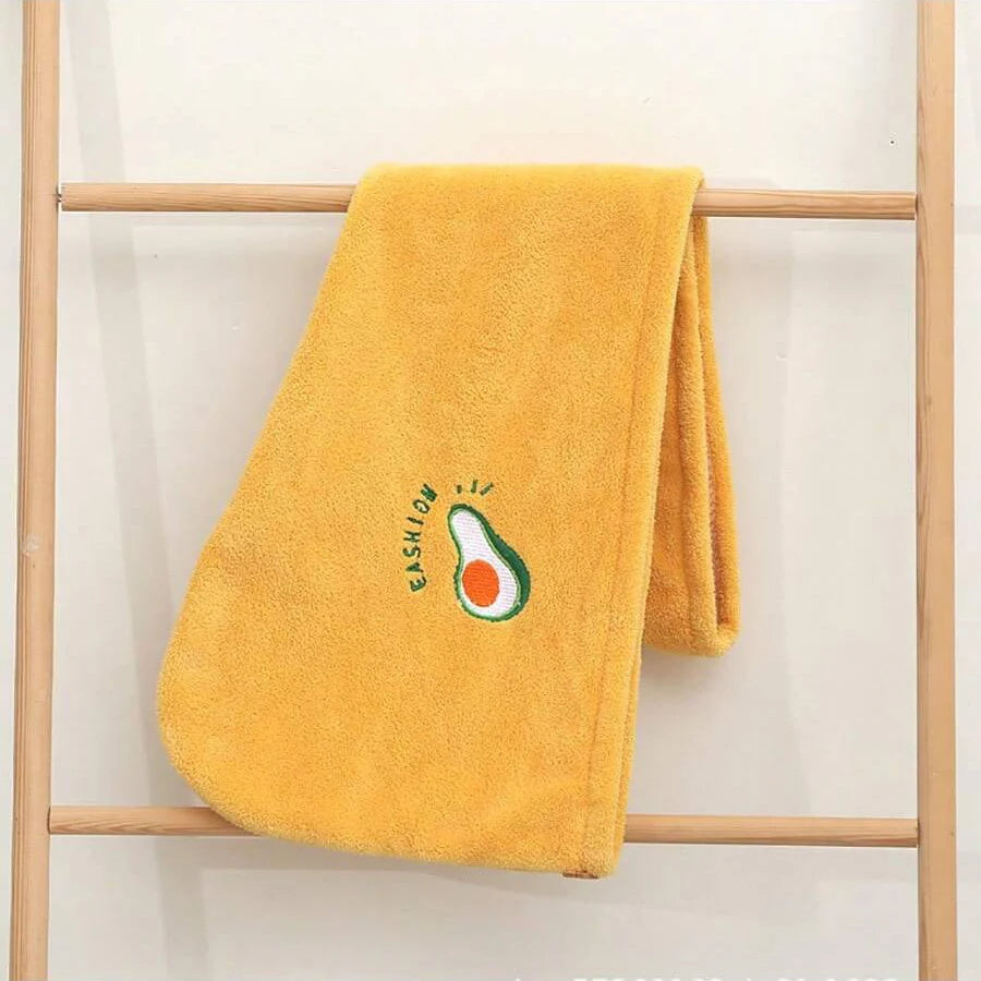 1Pc Embroidery Style Hair Drying Cap, Coral Fleece Thickened Hair Towel for Bathroom, Women's Absorbent Quick Drying Shower Cap, - Smarsty