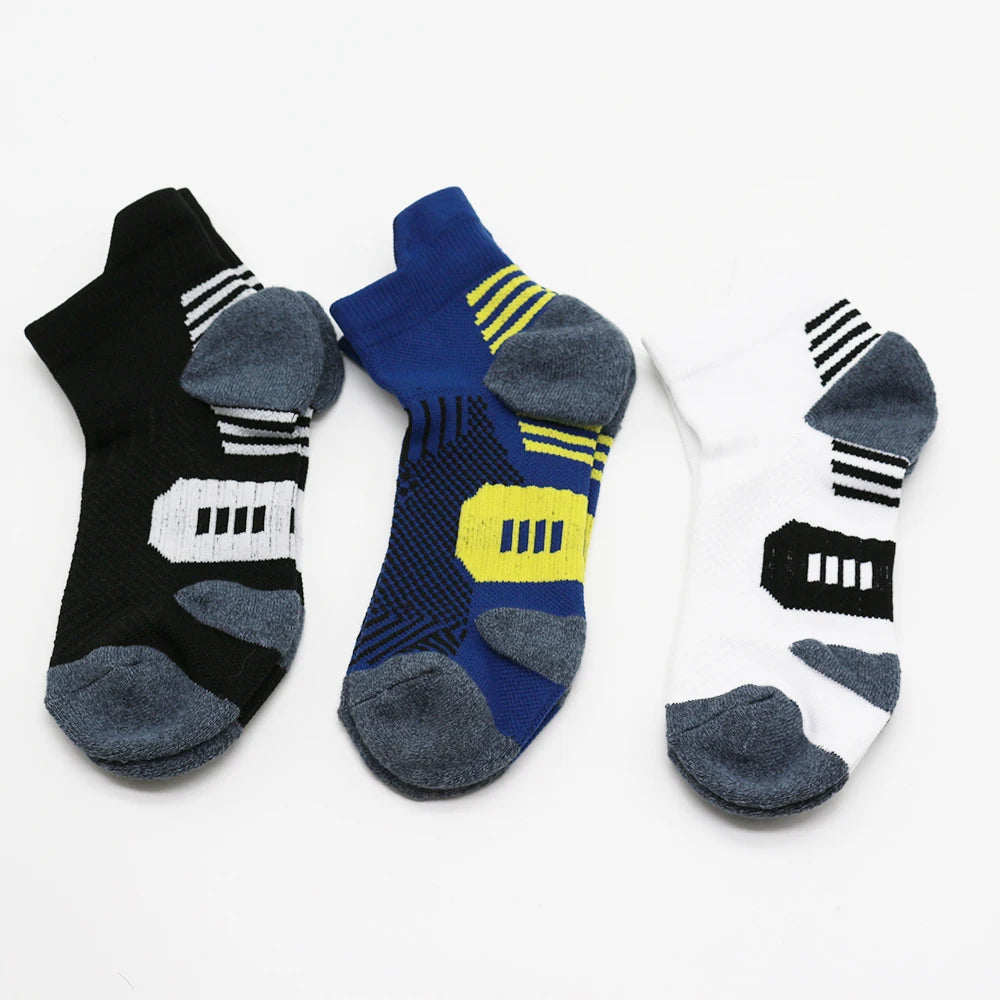 3Pair Professional Fitness Sports Socks Towel Bottom Non-Slip Running Socks Men Women Short Quick-Drying Basketball Training Sox - Smarsty