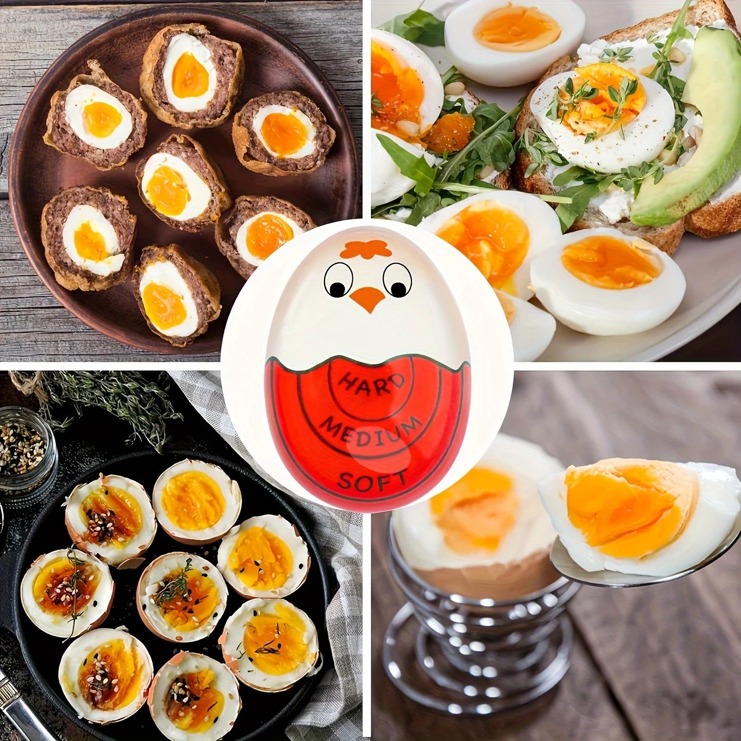 1/2pcs Chick Egg Timer Sensitive Color Change Indicator for Hard Soft Boiled Eggs Cooker Kitchen Gadget for Restaurants Bakeries by Smarsty