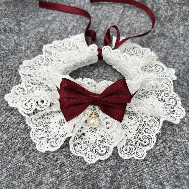 Cute Cat and Dog Tie Pet Drool Towel with Lace - Smarsty