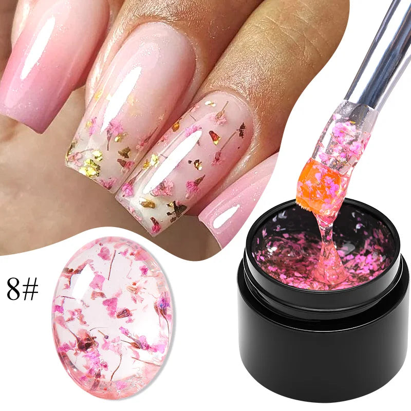 Pink Dried Flower Gel Nail Polish for Fairy Nail Art - Smarsty
