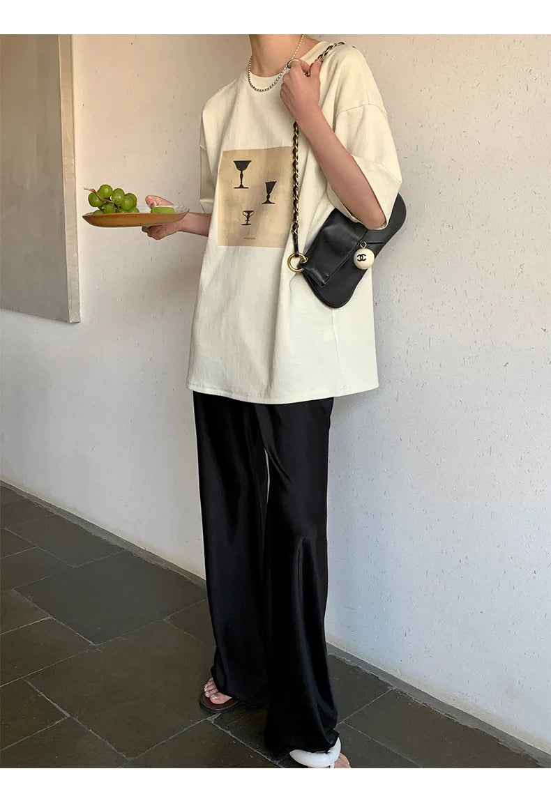 Satin Wide Leg Pants Long Floor Casual Pants Women's Summer - Smarsty