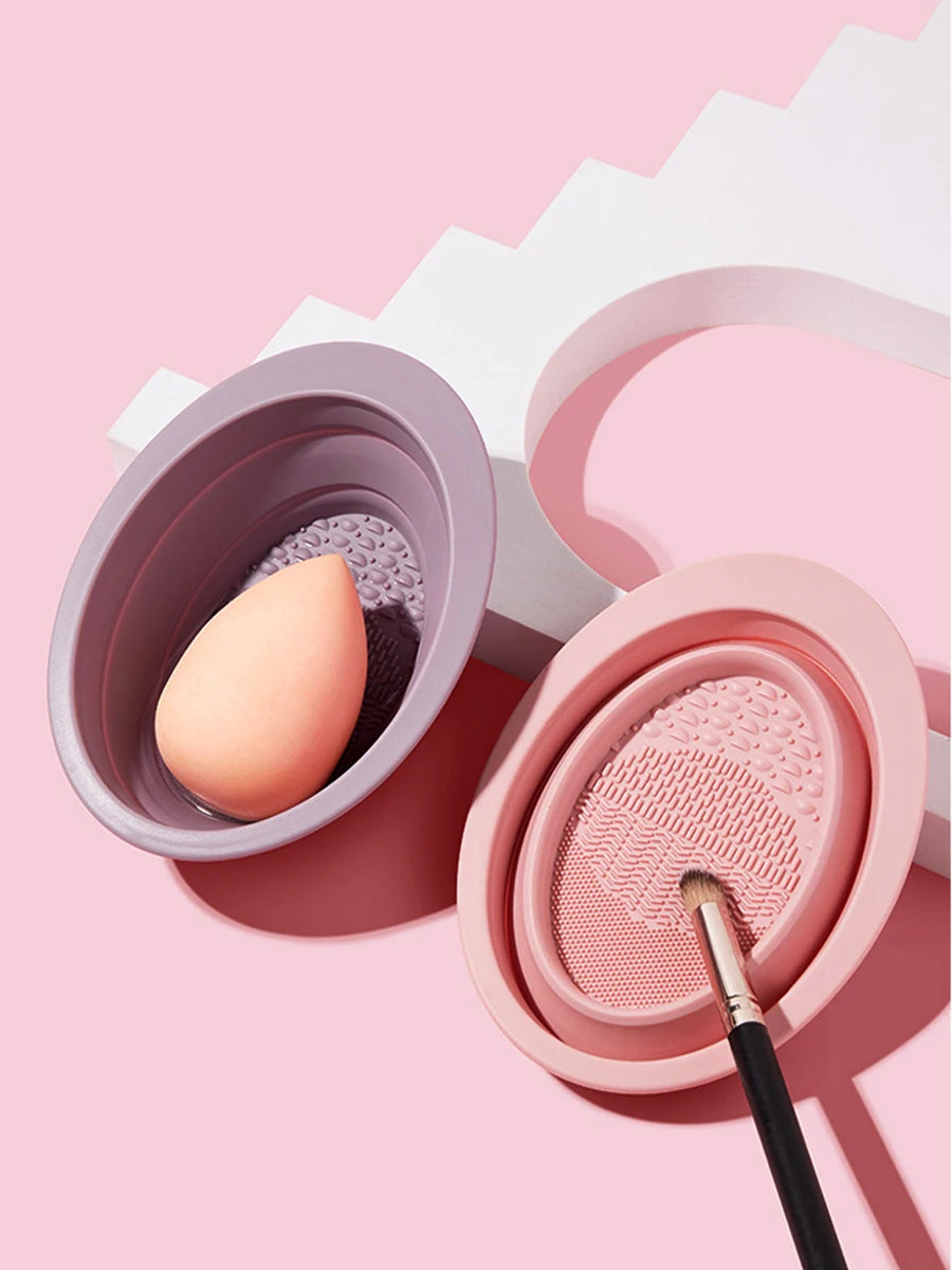 Portable Makeup Brush Cleaning Bowl with Silica Gel - Smarsty