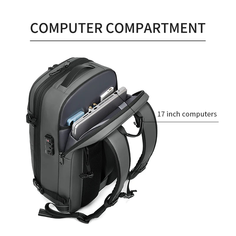 Men Travel Backpack vacuum compression 17 inch Laptop Backpack Business Large Capacity school Backpack Expanded Hiking backpack - Smarsty