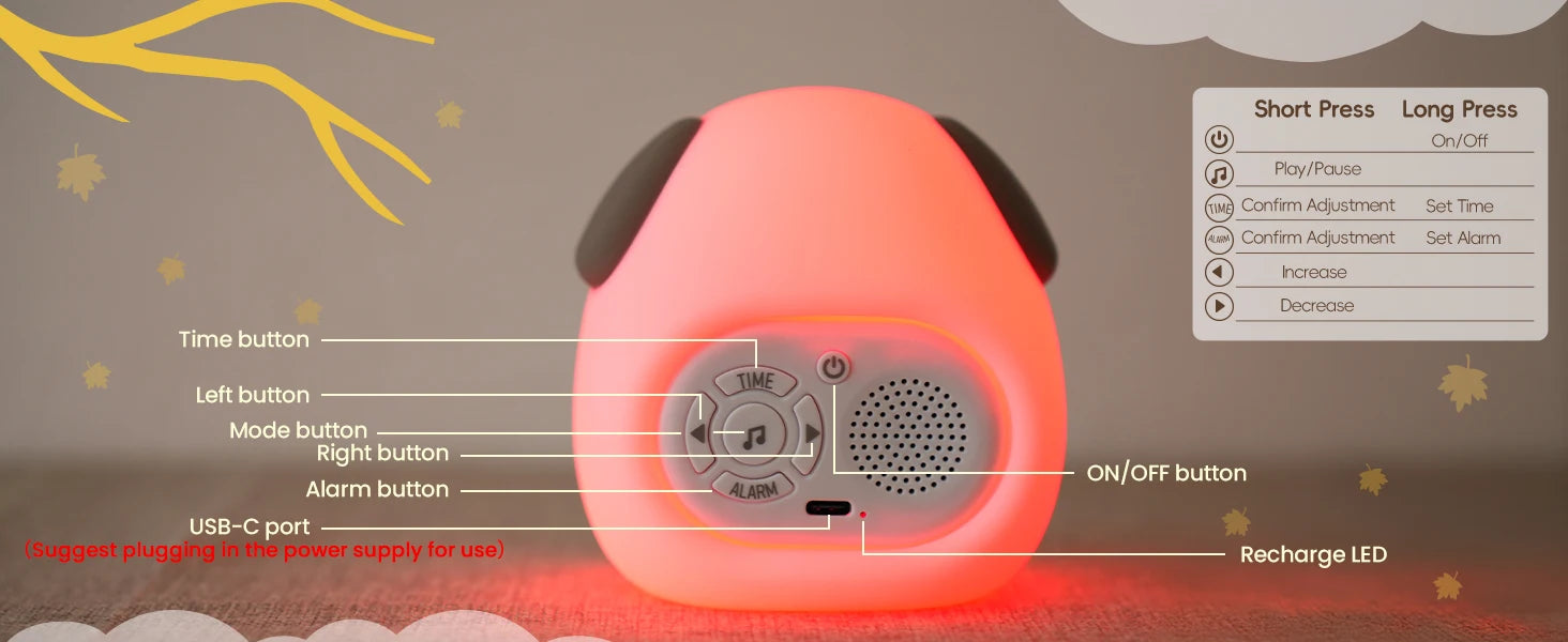Puppy-Shaped Kids Alarm Clock with Night Light - Smarsty