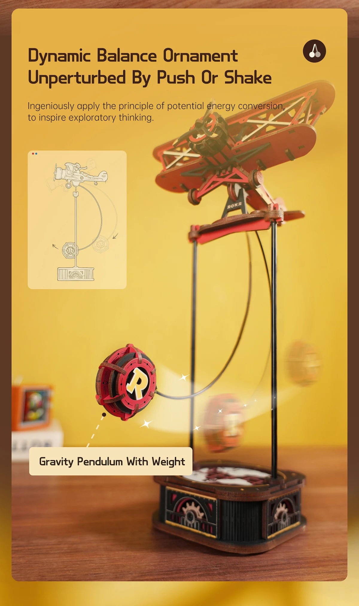 Robotime Rokr Gravity Swing Model Building Kit 3D Wooden Puzzle kit Sky Captain kit Ocean Fisher kit Best Gifts for Adults Teens