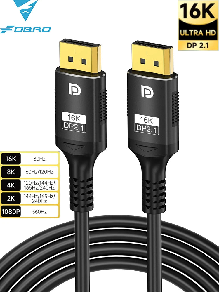 16K DisplayPort Cable 80Gbps High Speed for Gaming - Smarsty