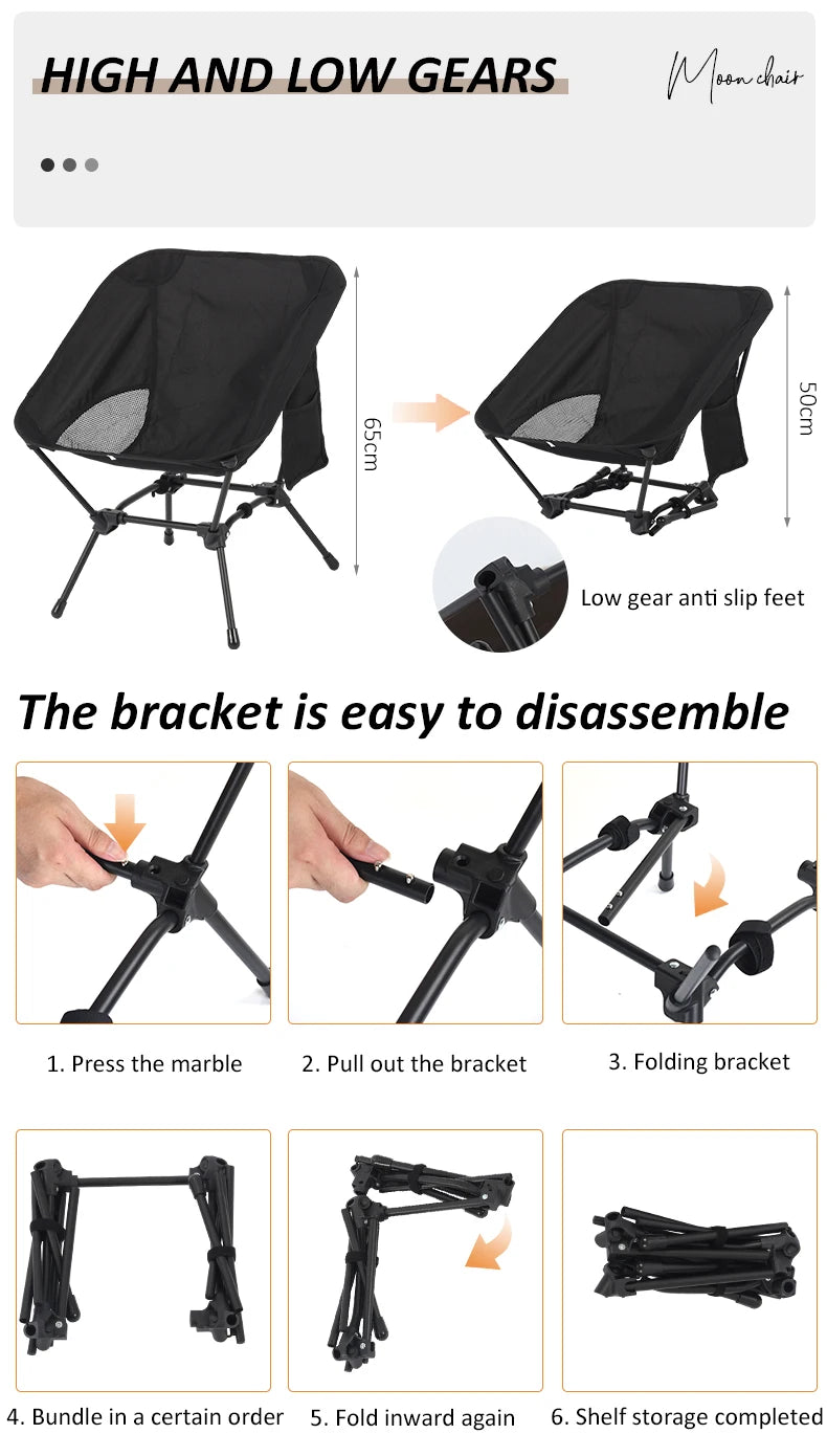 Square Structure Beach Fishing Stool, Convenient Four-Corner Camping Folding Chair, Lightweight Iron Tube Moon Chair by Smarsty