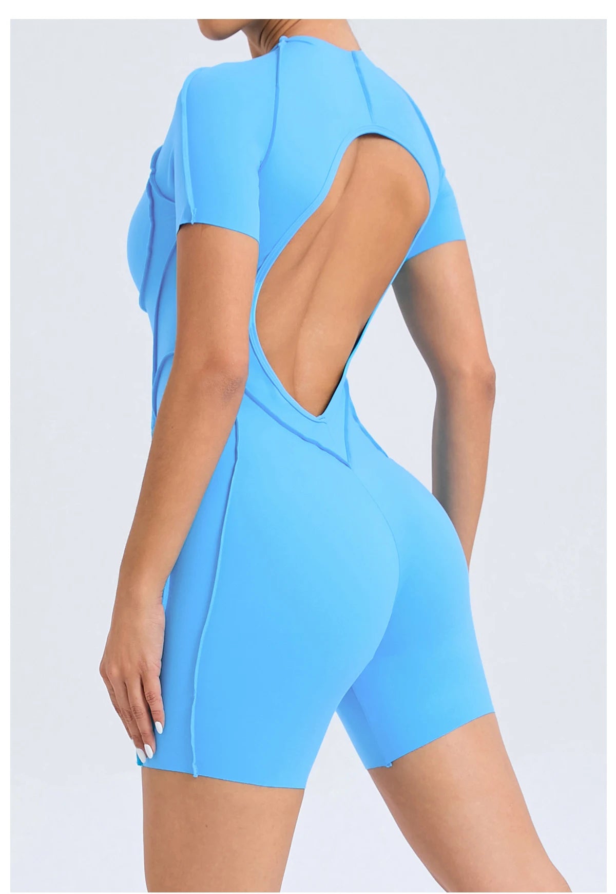 Short Jumpsuit Gym Clothes For Women Sportswear Fitness Overalls Backless Scrunch Booty Yoga Suit Sports Set Outfit - Smarsty
