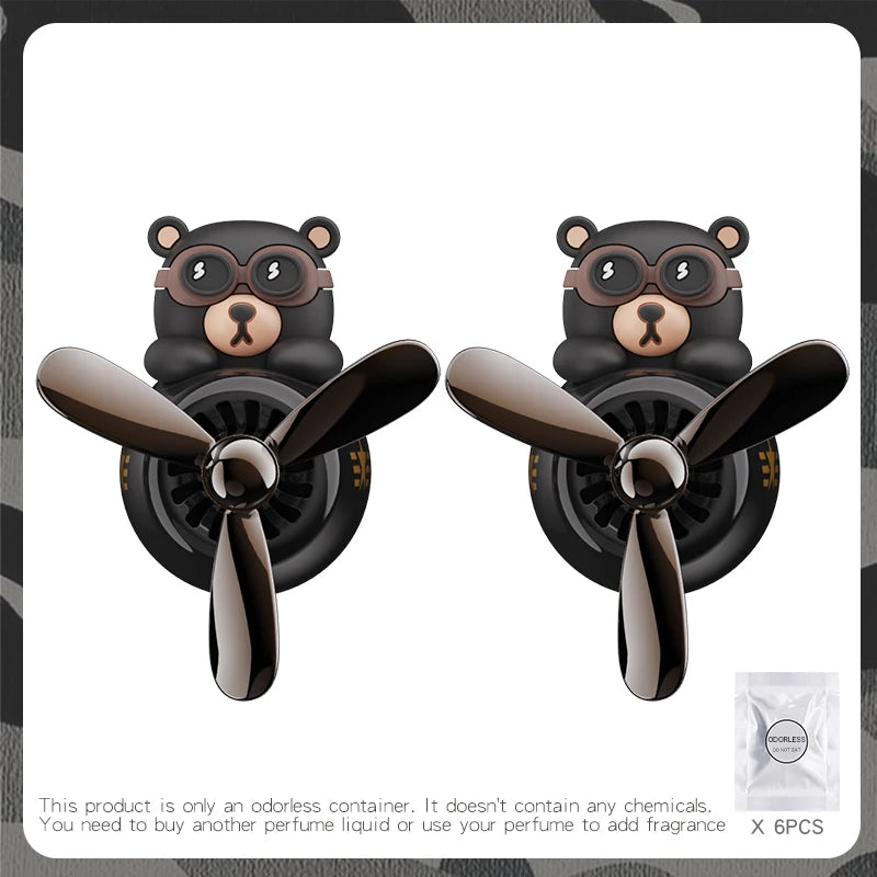 Odorless Car Air Freshener Vent Clip Bear Pilot Decor - Smarsty