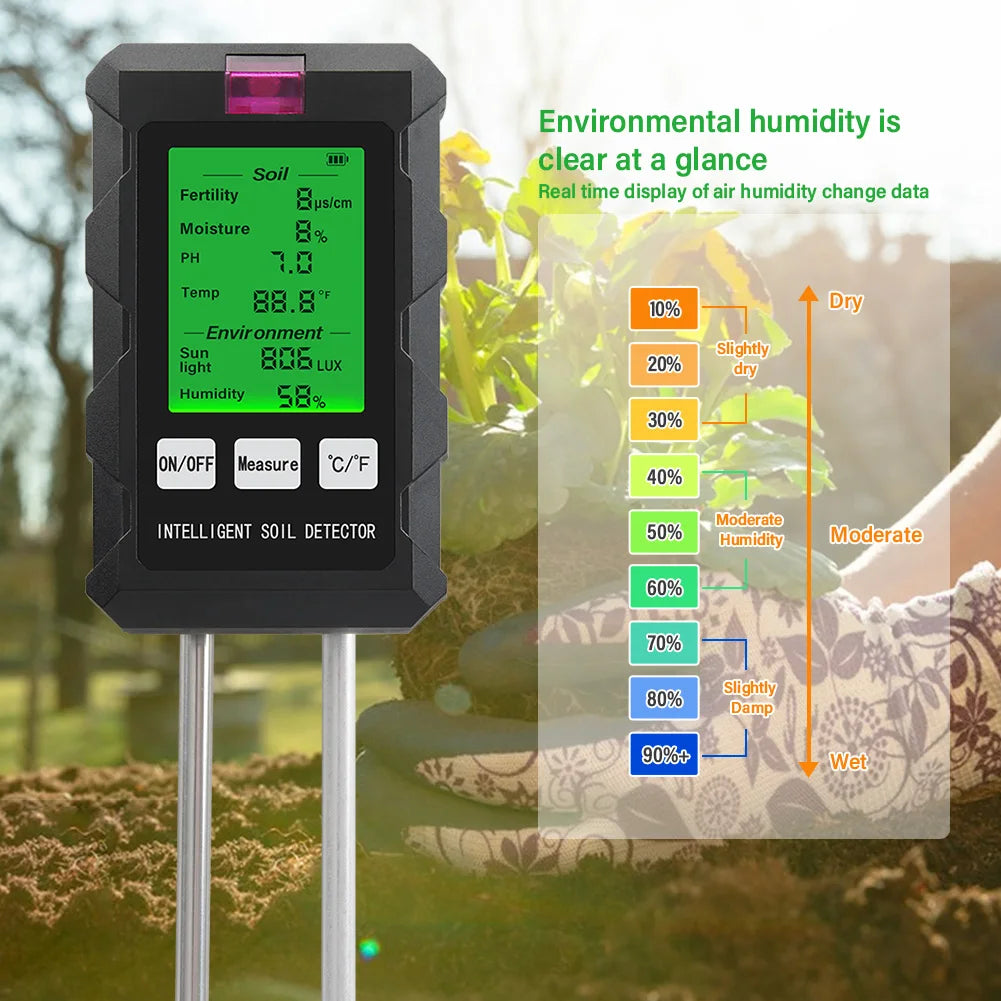 Digital 6 in 1 Soil PH Meter and Tester for Garden Health - Smarsty