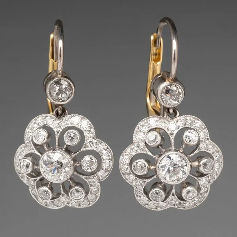 Gorgeous Flower Crystal Drop Earrings for Elegant Weddings - Smarsty