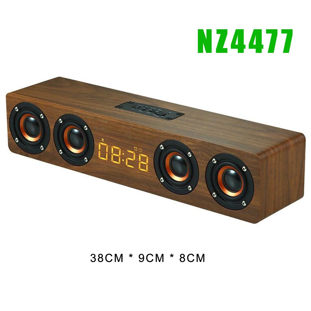 Rechargeable Wooden Alarm Clock with Bluetooth Speaker - Smarsty