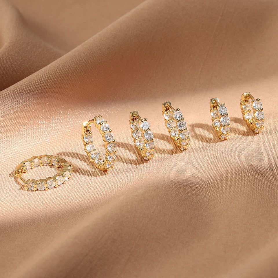 Shiny Zircon Huggie Earrings Tiny Cartilage Hoops Gift - Smarsty