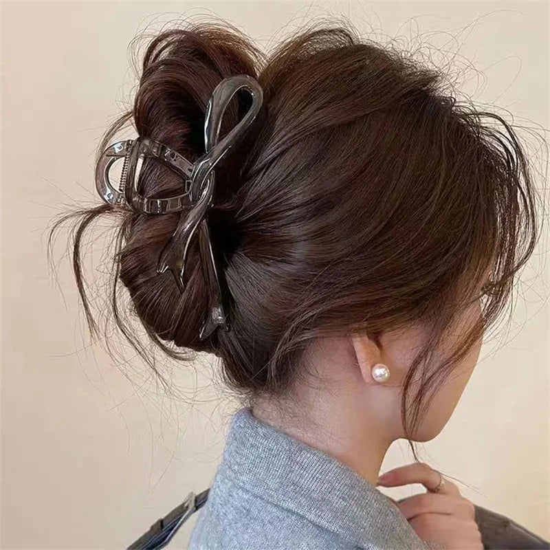 13cm Acrylic Bow Hair Claw Clip Glossy Strong Grip Women - Smarsty