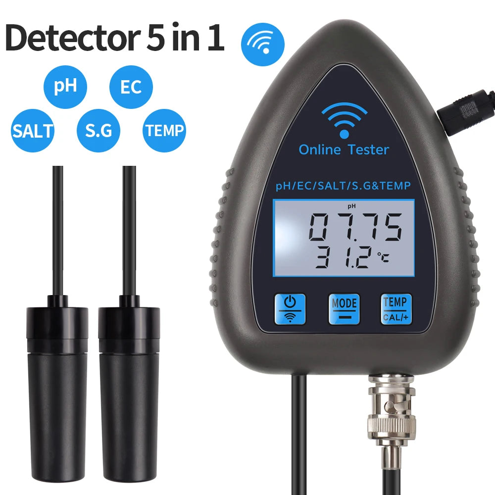 Tuya WiFi 5 in 1 Water Quality Monitor for Aquariums - Smarsty