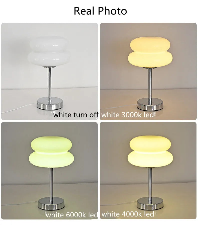 Trichromatic Dimming Macaron Glass Table Lamp for Cozy Bedrooms - Smarsty