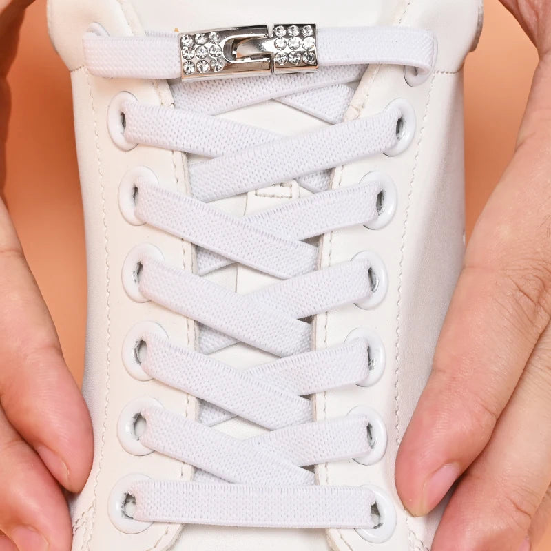 No Tie Shoe Laces Diamond Buckle Elastic Laces Shoelaces Sneaker Kids Adult Shoelace Suitable For Sports Casual Shoes Boots - Smarsty