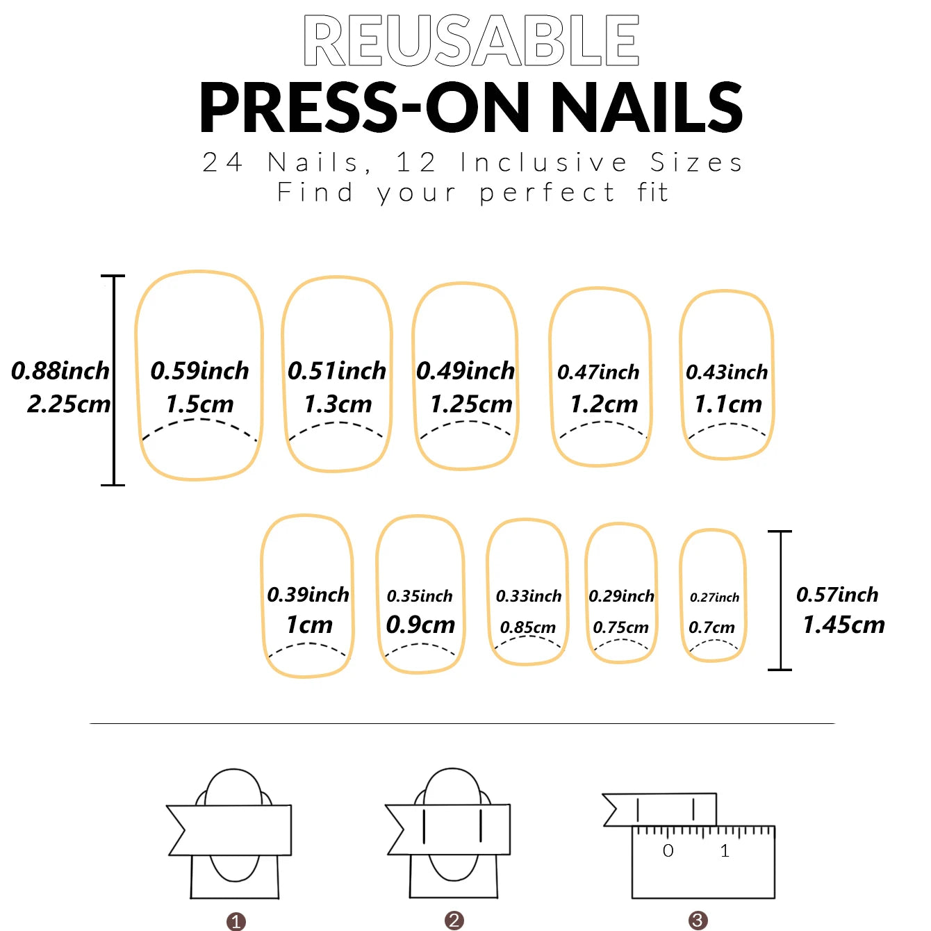 24PCS French Almond Fake Nails with Pearl Trim - Smarsty