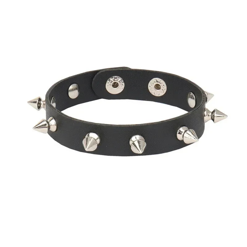 Adjustable PU Leather Studded Punk Bracelet for Men Women - Smarsty