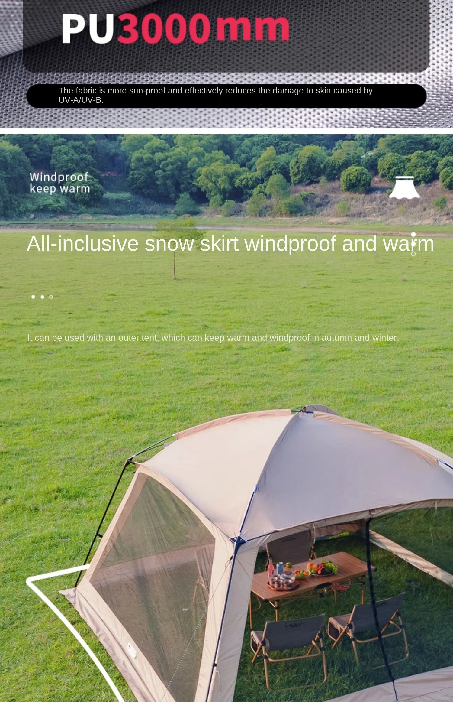 Outdoor Camping Mosquito Nets Tents 6-15 Person Rainproof Silver Glue Sunscreen Beach Picnic Sunshade Canopy Camping Equipment