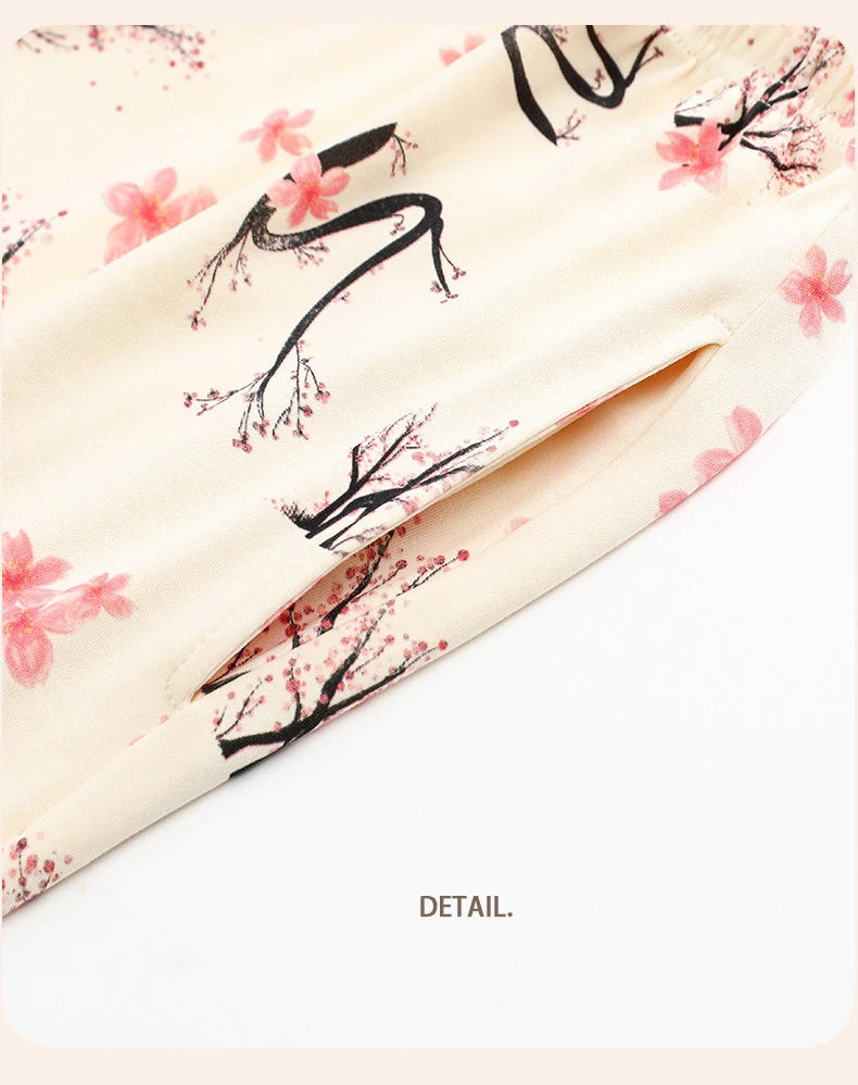 Pigma For Women Cotton Pajama Sleepwear Big Size Pajamas Nightwear Summer Women's Short Sleeved Long Pants Cardigan Pajama Set - Smarsty