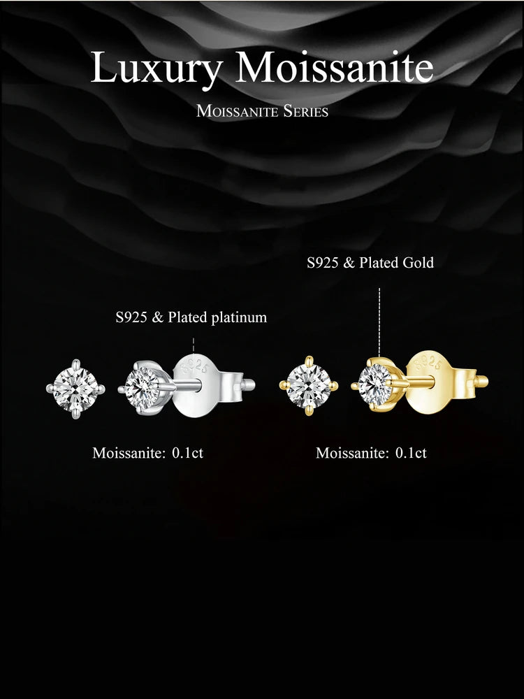 Moissanite Earrings 925 Sterling Silver D Color Studs - Smarsty