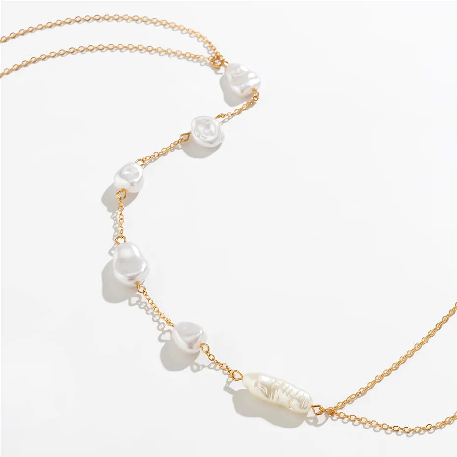 Boho Pearl Cross Chest Belly Chain Jewelry - Smarsty