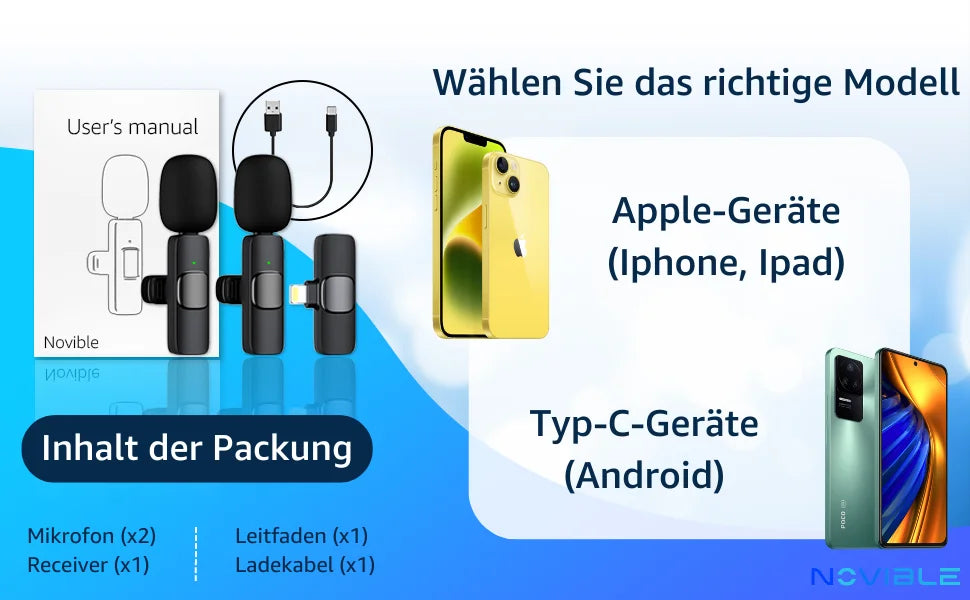 Wireless Lavalier Microphone for iPhone and Android - Smarsty