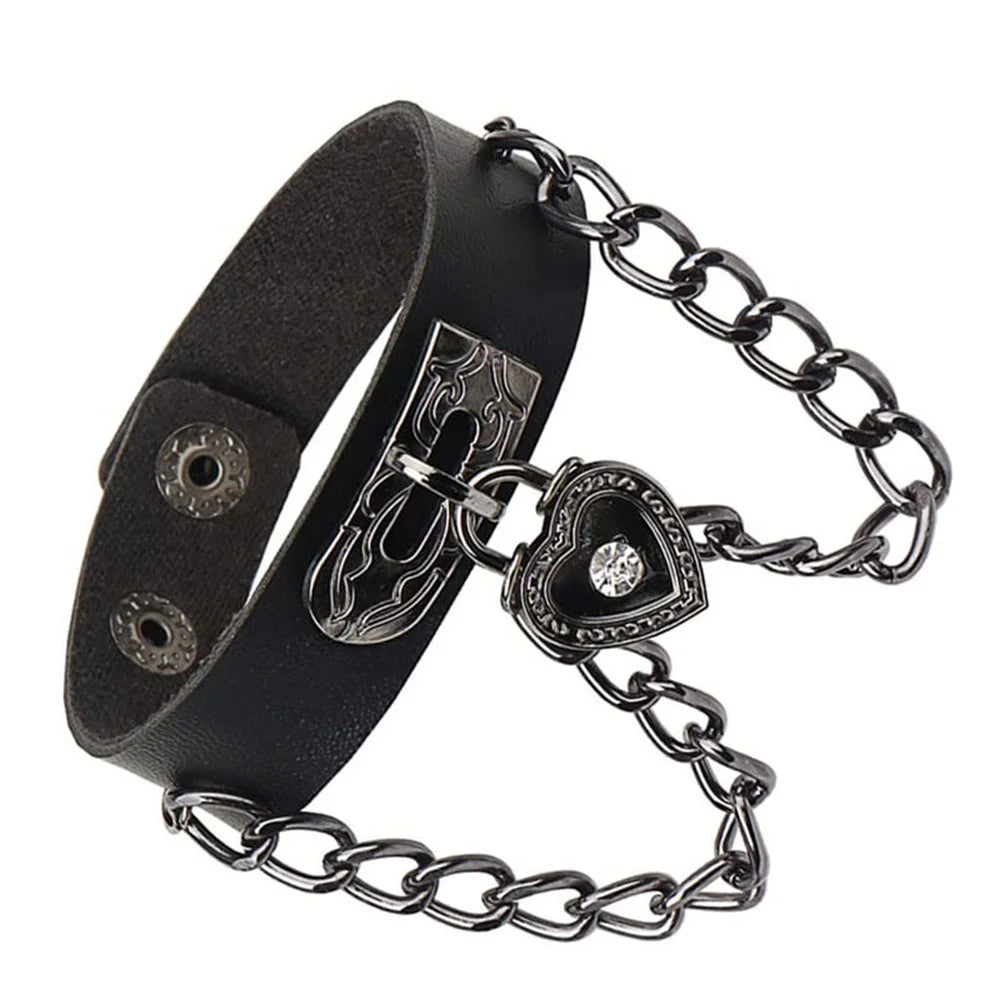 Adjustable Punk Rock Studded Leather Bracelet Set - Smarsty