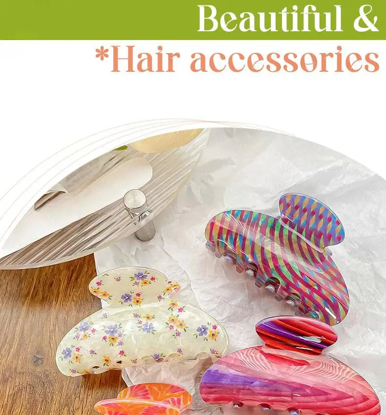 Vintage Floral Hair Claw Clip Elegant Colorful Design - Smarsty