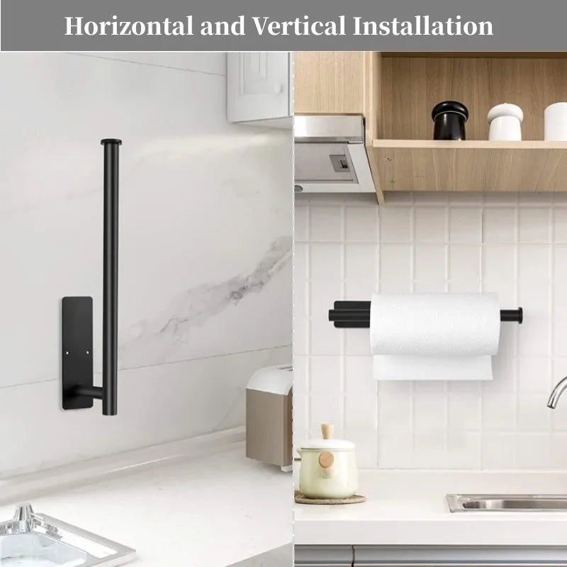 Paper Towel Holder Punch-Free Roll Paper Holder Kitchen Tissue Shelf Under Cabinet Fresh Film Tin Foil Holder Accessory by Smarsty