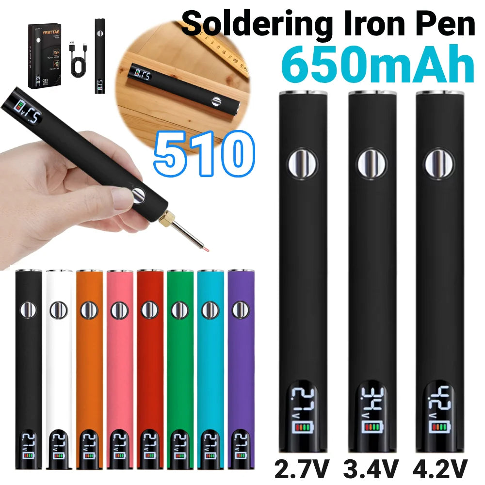 510 Thread Battery Cart Pen 650mAh Battery Digital 510 Electric Soldering Iron Electric Soldering Iron Pen Solder Repair Tools