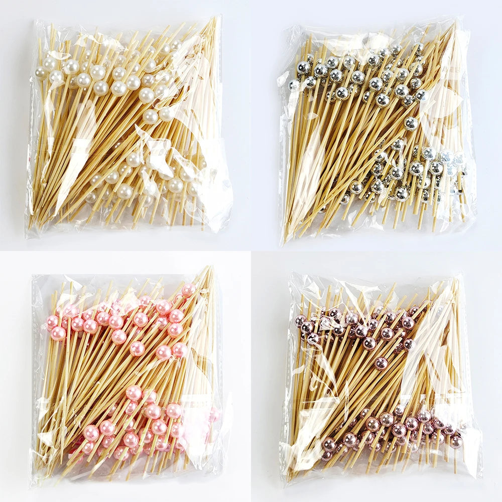Wedding Pearl Wooden Skewers for Party Snacks - Smarsty