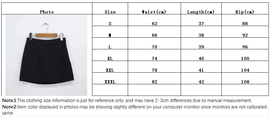 Black Mini Skirts Women Irregular Side Slits High Waist A Line Shorts Skirts Summer Korean Fashion Chic Hip Wrap Skirt Female - Smarsty