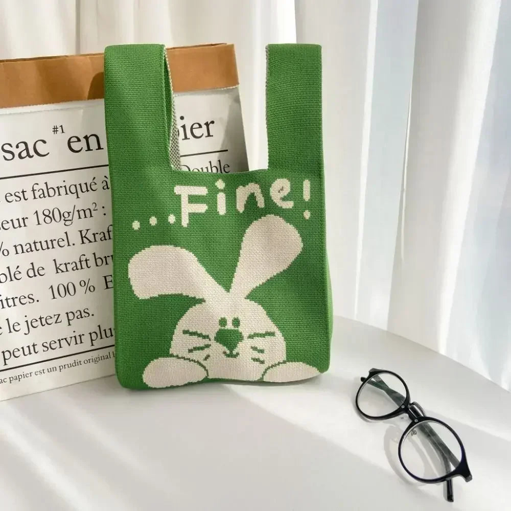Cat Knit Handbag High Capacity Knot Wrist Bag For Women - Smarsty
