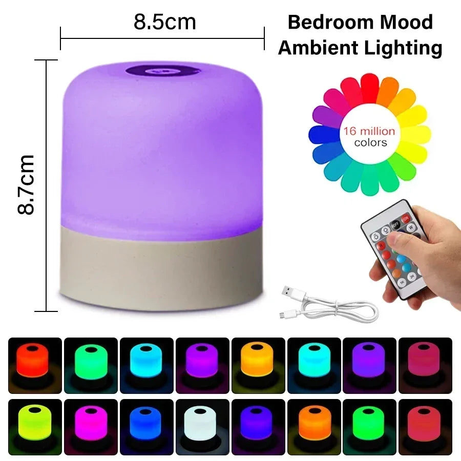 Dimmable LED Table Lamp With Remote 16 Color Options - Smarsty