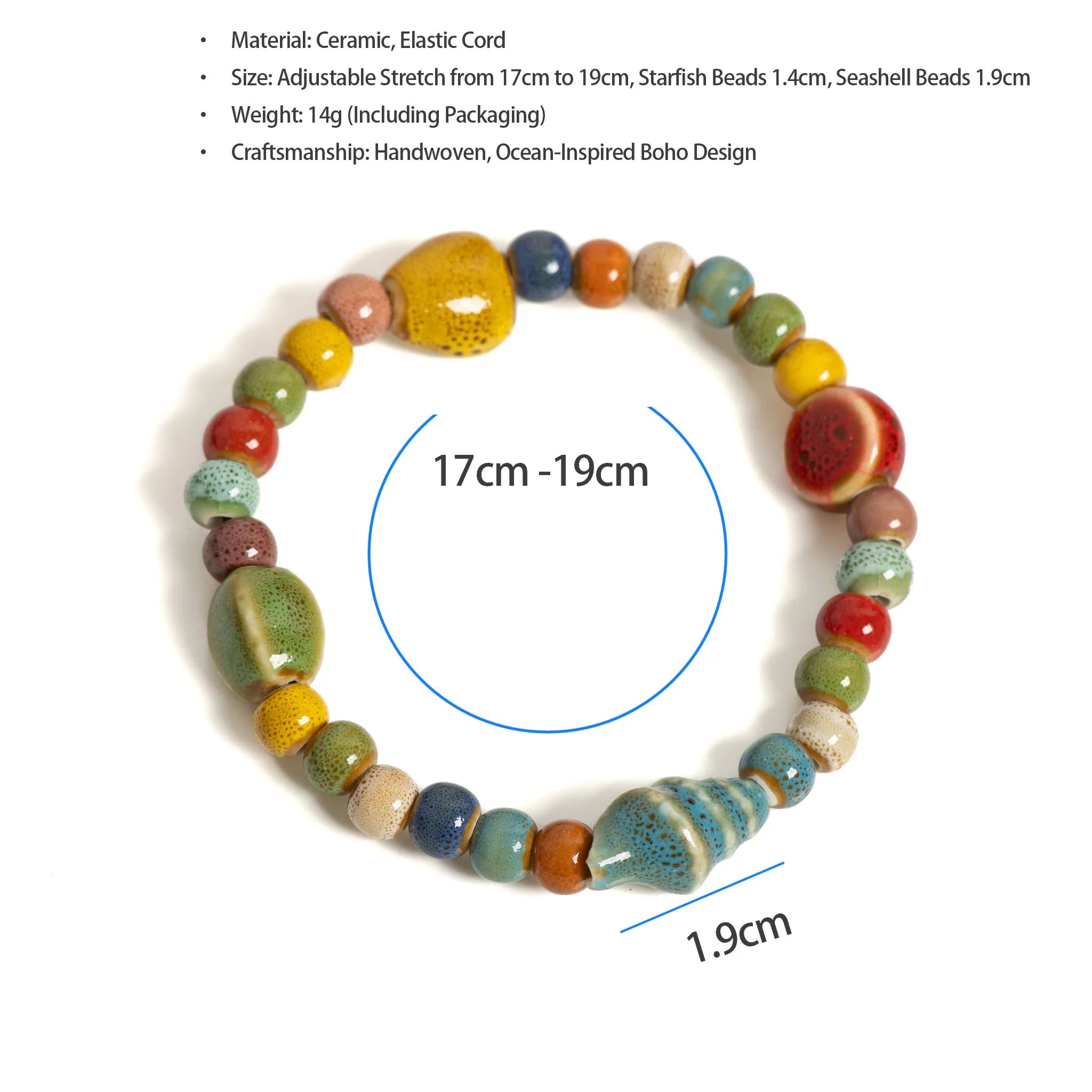 Handmade Colorful Ceramic Beaded Bracelet for Women - Smarsty