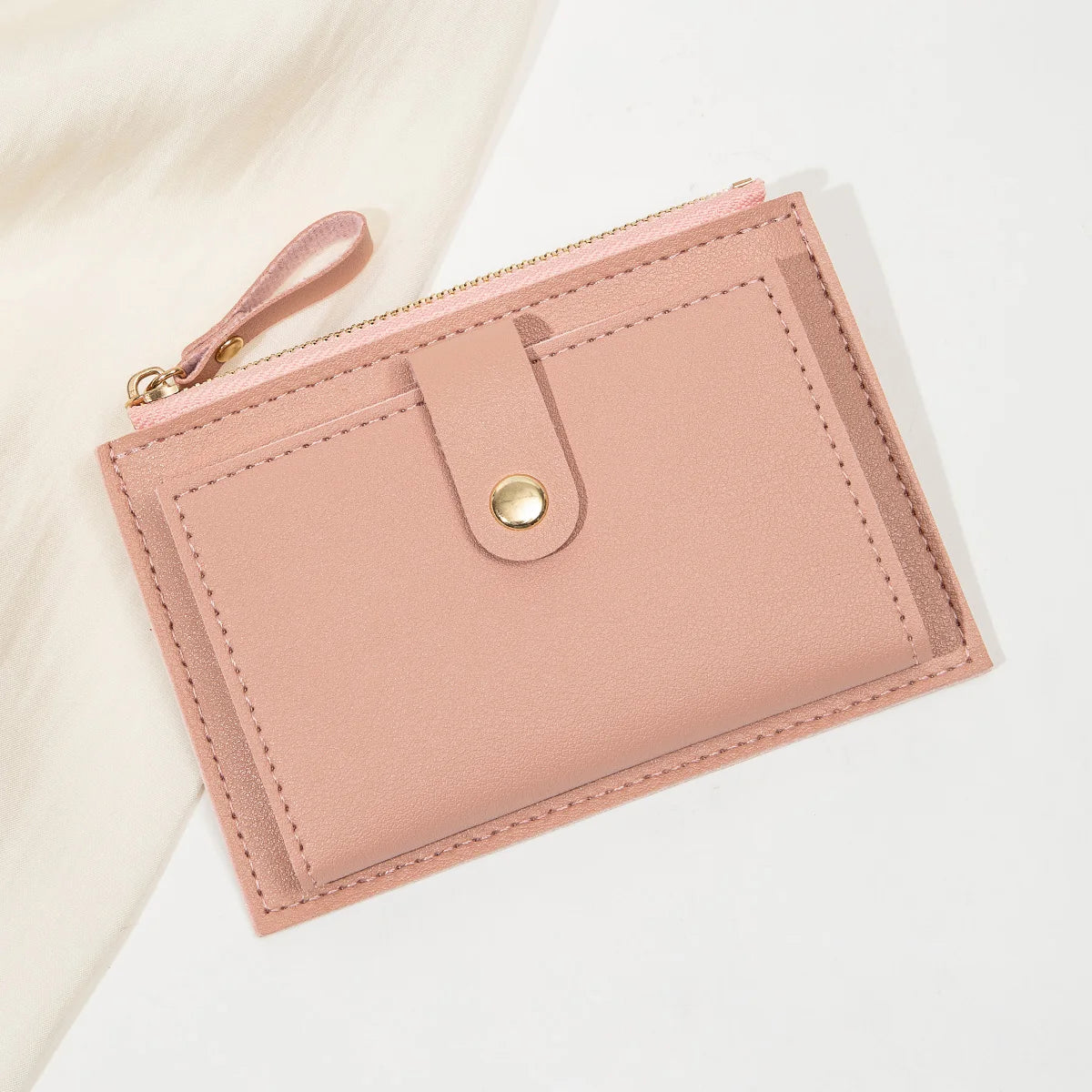 Minimalist and fashionable women's short card bag, ultra-thin mini PU leather zero wallet, women's credit card holder wallet