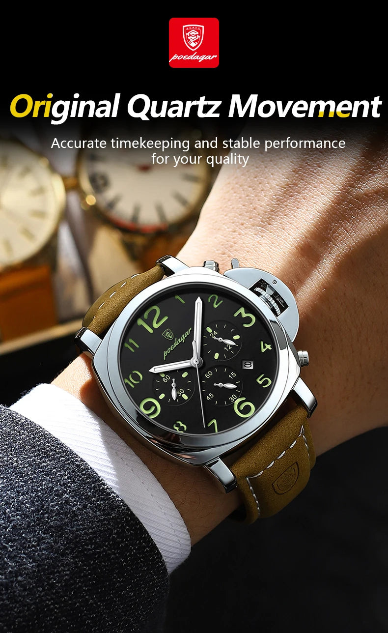 Luxury Waterproof Military Watch for Men Luminous Leather - Smarsty
